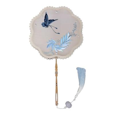 非遗蚕丝扇子diy材料包自制骨架实木团扇配件团建教师节手工活动