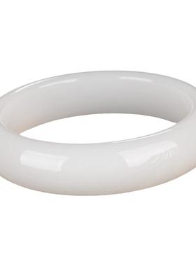 和田玉羊脂白玉手镯女款正圆宽版