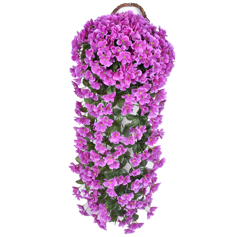 仿真紫罗兰花藤壁挂挂墙假花吊兰花塑料花装饰花室内客厅藤条吊花