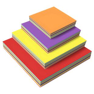 正方形彩色硬卡纸手工环创材料diy儿童幼儿园小学生美术创意专用彩纸方形卡纸加厚硬卡片纸剪纸背景纸