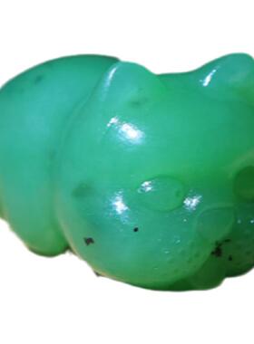 石上花开小狗和田玉碧玉吊坠