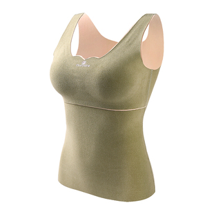 亲氧保暖背心女带胸垫加绒保暖内衣上衣打底德绒发热薄款无痕冬女