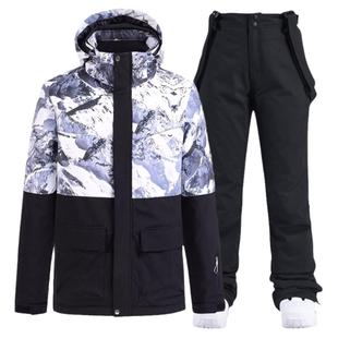 滑雪服套装男冬季户外单双板滑雪衣女保暖防水防风中腰背带滑雪裤