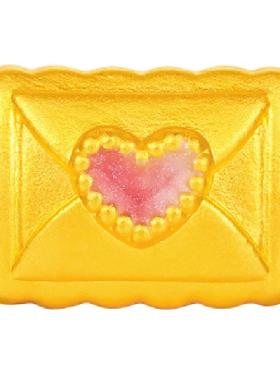 梦金园珐琅爱心黄金转运珠挂坠