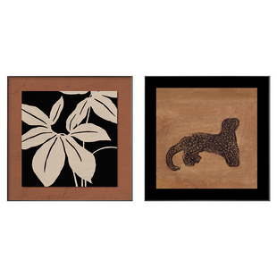 中古风客厅装饰画美拉德复古卧室挂画小众艺术正方形组合餐厅壁画