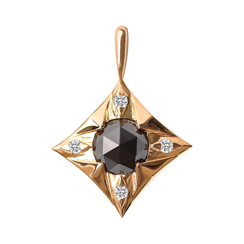 Ree.无他。天然黑色钻石/黑钻 18k黄金钻石吊坠 多功能扣中性项链