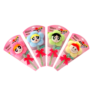 HUGKIS飞天小女警毛绒花束玩偶手捧花朵摆件公仔送女朋友生日礼物