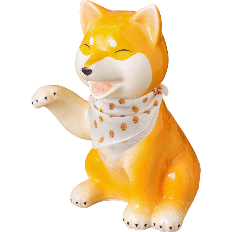 招财犬陶瓷摆件狗客厅创意家居装饰品可爱办公室桌面鞋柜玄关摆设
