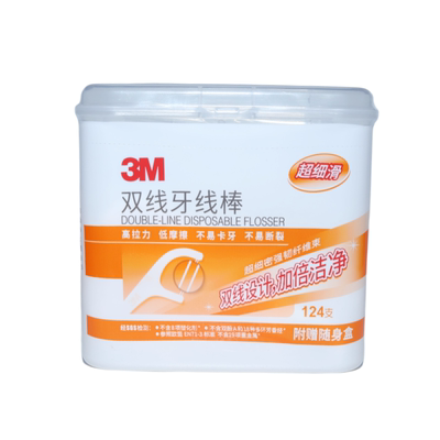 3M双线细滑牙线棒家庭装加倍清洁