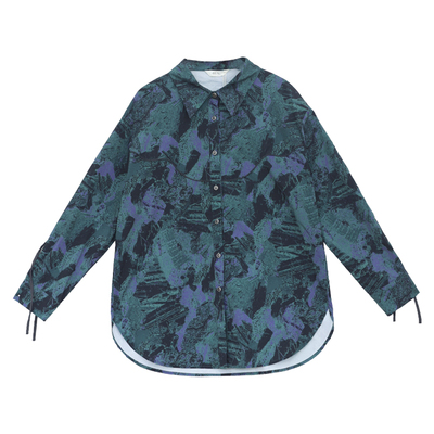 瑞尔法式复古艺术感小众印花衬衫