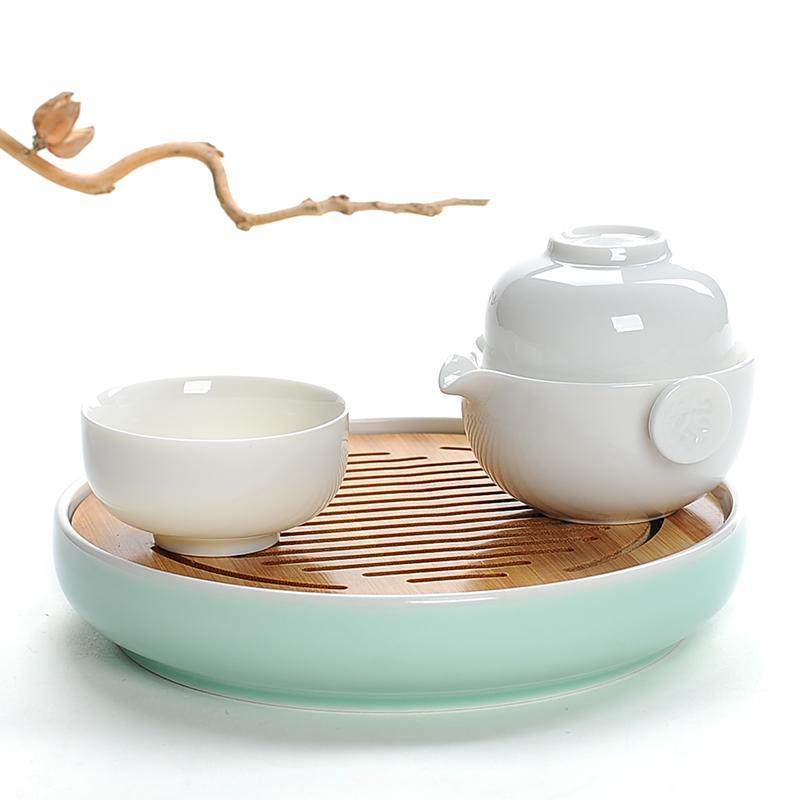 竹制陶瓷迷你长方形小茶盘日式储水办公便携茶海托盘干泡台大小特