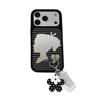 rbh原创【少女心事】适用苹果17pro镜面条纹手机壳iPhone挂件16promax简约新款15高级感ins小众全包个性独特