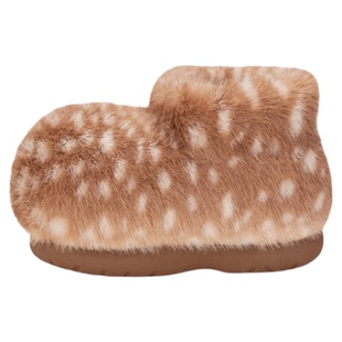 chikoku萌物圆可爱小鹿棉靴女冬季加绒加厚保暖居家情侣棉拖鞋男