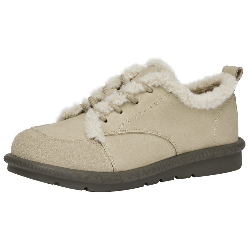 戈美其加绒小皮鞋女款2024年新款秋冬复古勃肯鞋子平底棉鞋毛毛鞋