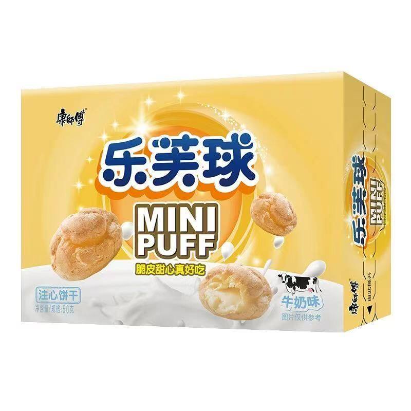 康师傅 香港进口泡芙夹心爆浆忌廉味饼干休闲圆润酥脆美味奶香50g