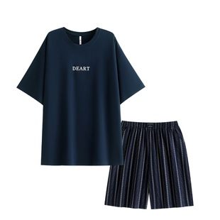 悦内睡衣男士夏季夏天纯棉短袖短裤家居服男款大码休闲可外穿出门