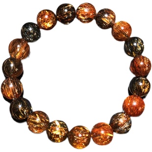 天然黑金超七水晶手链发晶云母双轮满发骨干钛晶男女金草莓晶手串