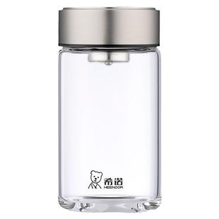 希诺玻璃杯单层矮胖便携小杯子女家用泡茶杯透明新款男士高端水杯