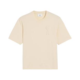 Ami Paris男女同款钩针ADC宽松T恤 钩针编织爱心休闲短袖