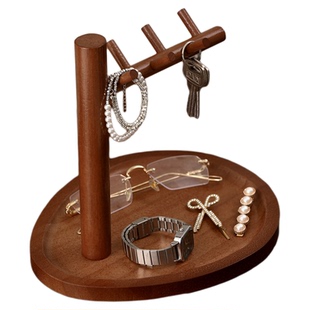 中古风钥匙收纳玄关装饰品摆件入户进门口鞋柜置物架桌面实木托盘