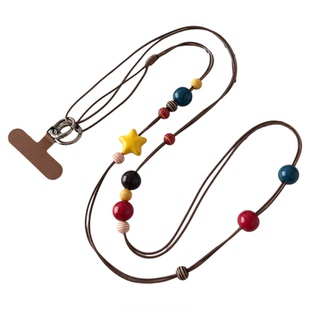 美拉德ins手机挂绳手工油蜡绳串珠背带挂链斜挎相机包包超好看绳子棕色长款可斜背链条女精致高级感链挂件壳