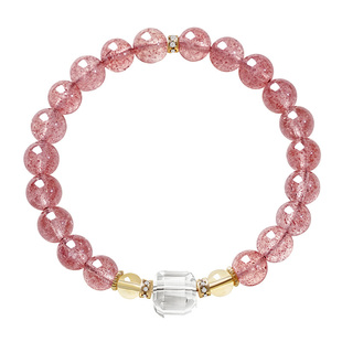 宫里上新草莓晶手串女天然正品粉色水晶手链招桃花生日礼物女生