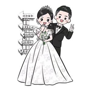 卡通人形迎宾婚礼kt板