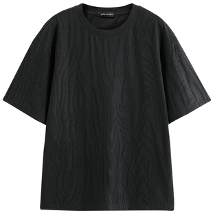 【商场同款】太平鸟男装 暗纹提花面料圆领短袖T恤男B1CNG1214