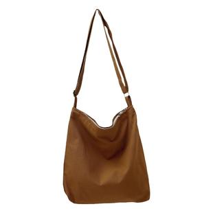 斜跨帆布包女大容量学生上课简约托特包纯色百搭拉链单肩帆布袋