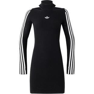 Adidas/阿迪达斯三叶草女士针织运动长袖连衣裙JI7056