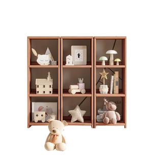 喜力美实木书架儿童置物架落地书柜矮柜自由组合格子柜实木储物柜