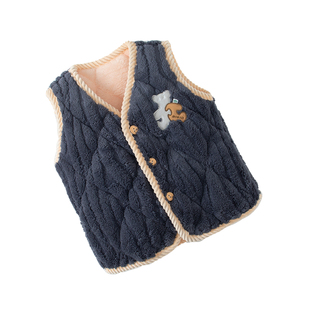 秋冬儿童马甲女童睡衣坎肩法兰绒宝宝男童珊瑚绒保暖背心夹棉上衣