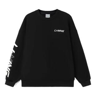 李宁无帽卫衣秋冬季男女款圆领宽松套头加绒保暖舒适休闲运动长袖