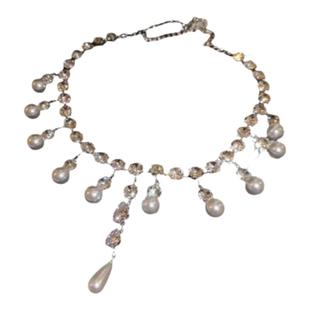 超闪水滴锆石珍珠流苏项链女轻奢高级感颈链2025年新款爆款锁骨链