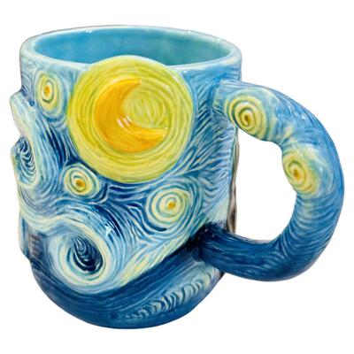 艺术梵高星空杯陶瓷杯盘组