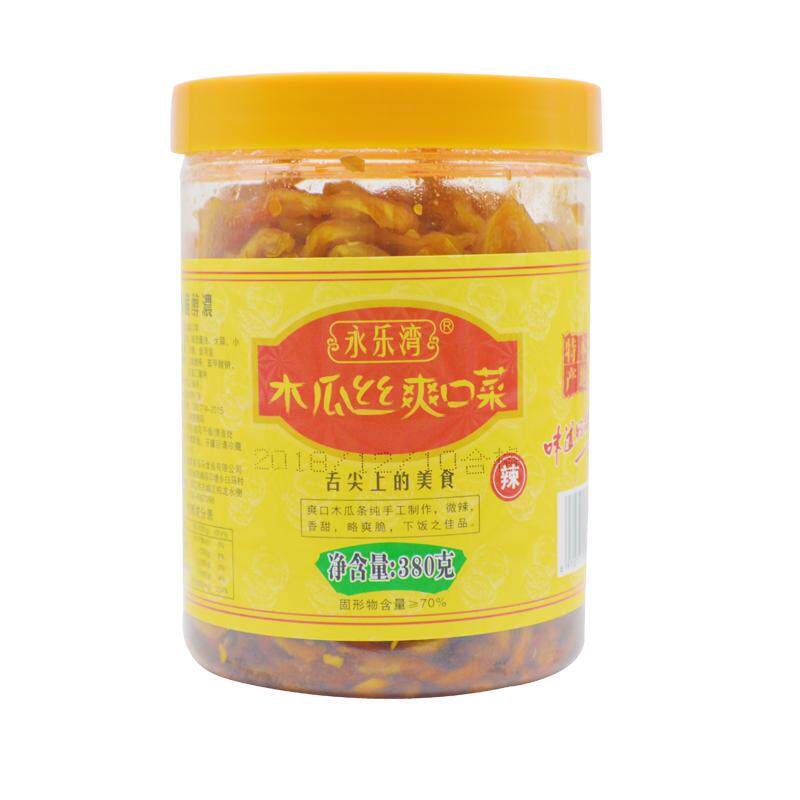永乐湾木瓜丝爽口干酱菜湖南特产香辣无油酱菜下饭菜380G*1瓶咸菜