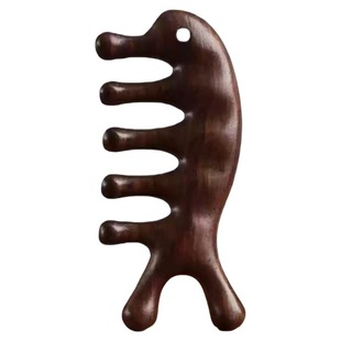 按摩梳檀木经络防穴位头部按摩脱发通用五指按摩梳子头颈刮痧神器