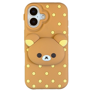 @BOBBY PLANET日本新款轻松熊波点支架可爱卡通棕色适用iphone17Promax手机壳苹果16543软硅胶看剧那女情侣款