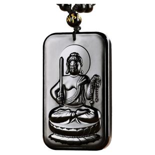 和田玉墨玉本命佛吊坠男生肖属鸡不动明王本命年玉坠女玉石玉牌