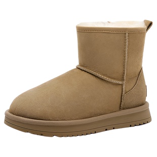 Dickies女童棉鞋冬季新款儿童雪地靴羊皮毛一体男童棉靴保暖女鞋