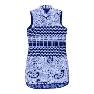 华艺嘉年女童冬季棉旗袍蓝色青花瓷唐装中国风喜庆新年装撤柜尾货