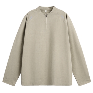 男士运动速干衣长袖t恤男加绒加厚宽松拉链卫衣打底上衣冬季衣服