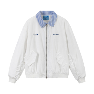 江南先生NewJNXS美式复古绣花假两件翻领棒球服春秋男女夹克外套