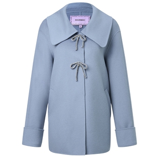 【奥莱】MAXRIENY高砂支羊毛大衣女款大翻领双面呢外套长款