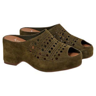 fed坡跟凉拖夏季新款女鞋增高半拖气质鱼嘴拖鞋女款S0526-YAB738