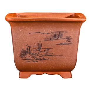 紫砂花盆四角君子兰花盆栽室内花卉植物发财树海棠陶瓷盆景盆包邮