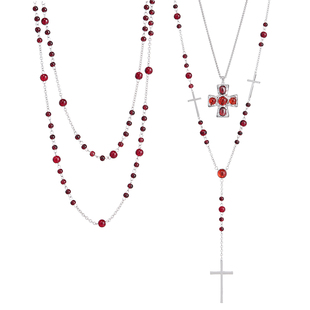 【明星同款】SUMIYAKI 叠戴项链！复古朋克红色十字架多层颈链