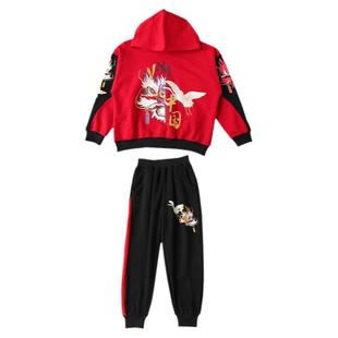 国风童装男童套装唐装儿童男华服新中式汉服中国龙红色新年衣服秋