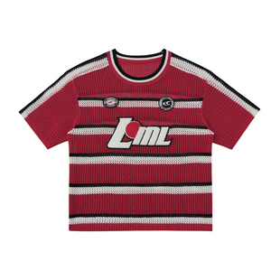 LML LOVEMELATER 26新品毛巾绣贴布章仔条纹毛织短袖罩衫男女同款