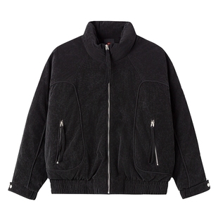 男士黑色美式立领羽绒服夹克男款冬季加厚2025新款上衣外套高级感